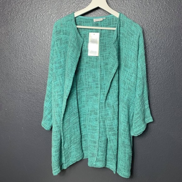 NWT Masai Green Draped Open Front Textured Knit Jacket size XL - Picture 2 of 7